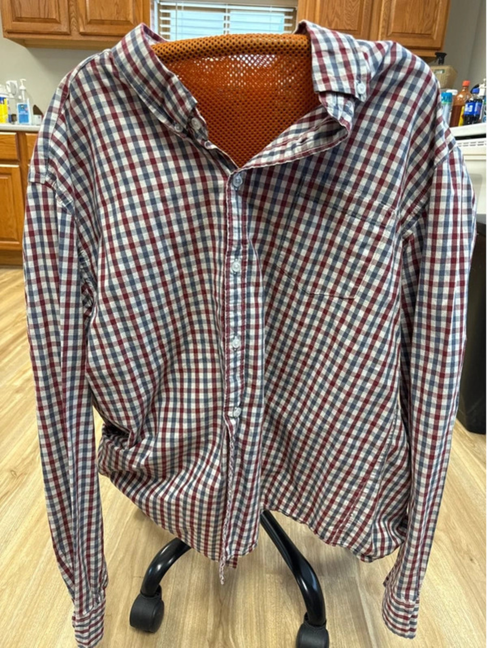J.Crew Men’s Checked button up sport shirt red, white, and blue